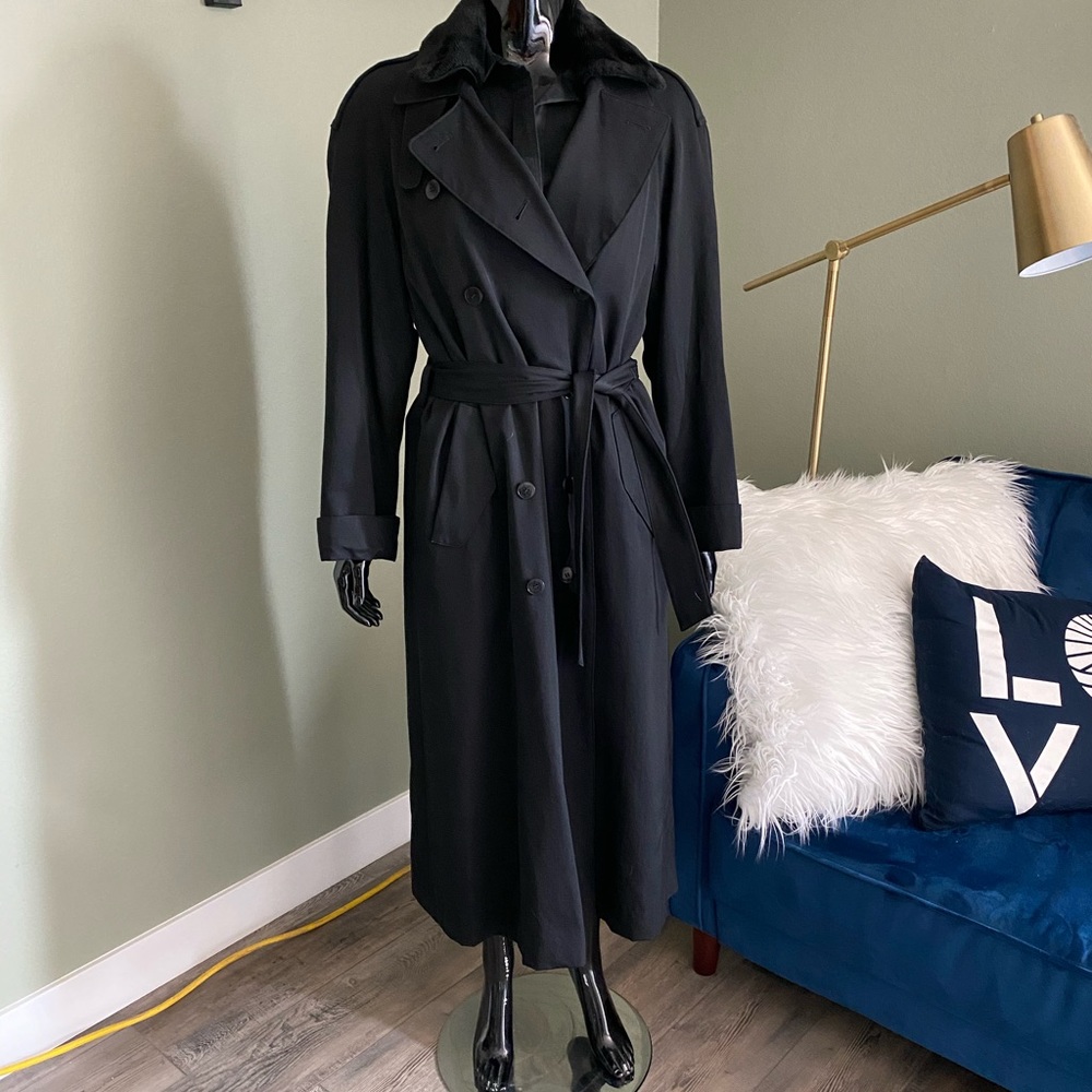 Sanyo Carol Cohen black wool raincoat